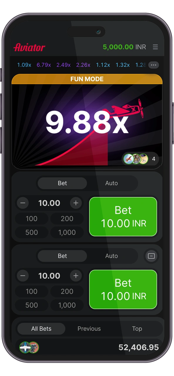 Make your first bet at Aviator.